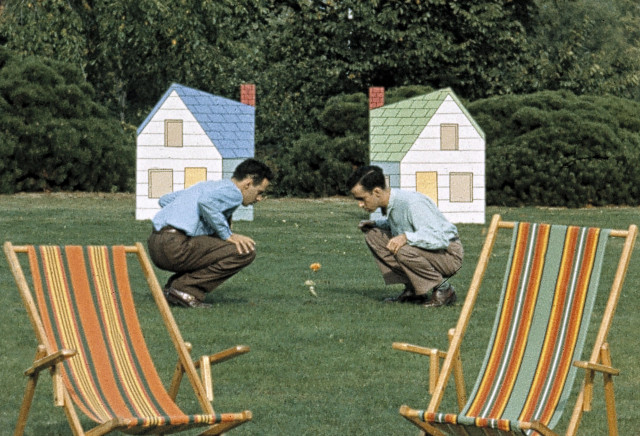 Norman McLaren’s Neighbours (1952), an antiwar film which won the Academy Award for  Best Documentary Short in 1953.